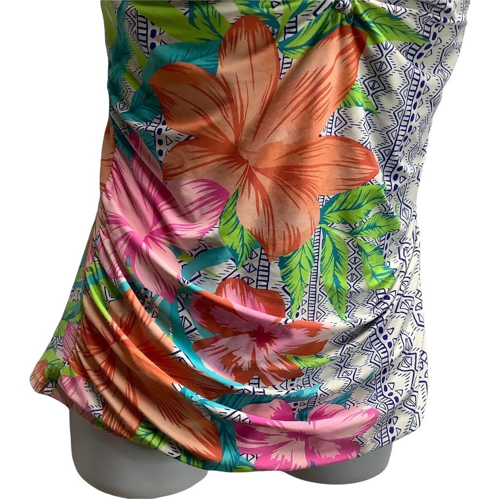 Hibiscus Flower Floral Tropical Leaf Tankini Swimsuit Top Size 8 ? NO Tag Womans - Picture 3 of 8